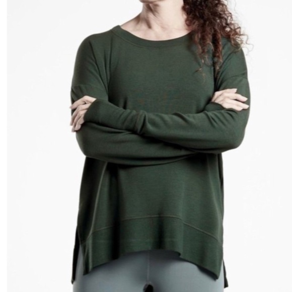 Athleta | Sweaters | Athleta Coaster Luxe Sweatshirt In Dark Green Size L  Nwt | Poshmark